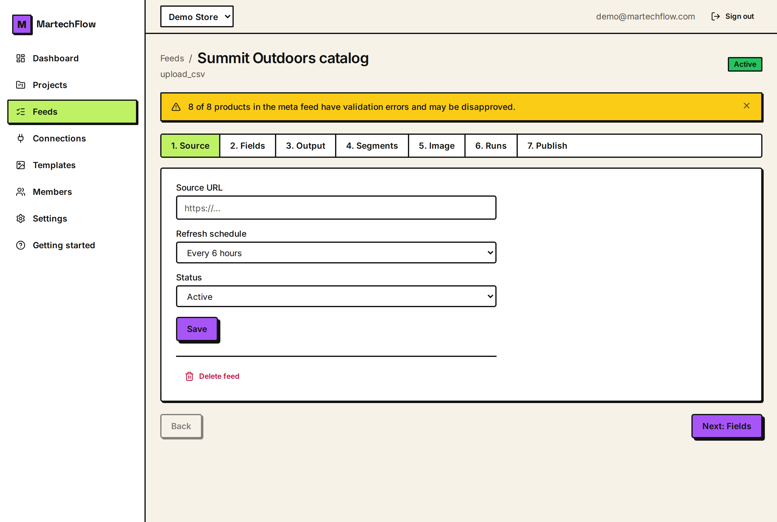 Connect a product feed URL (XML or CSV)